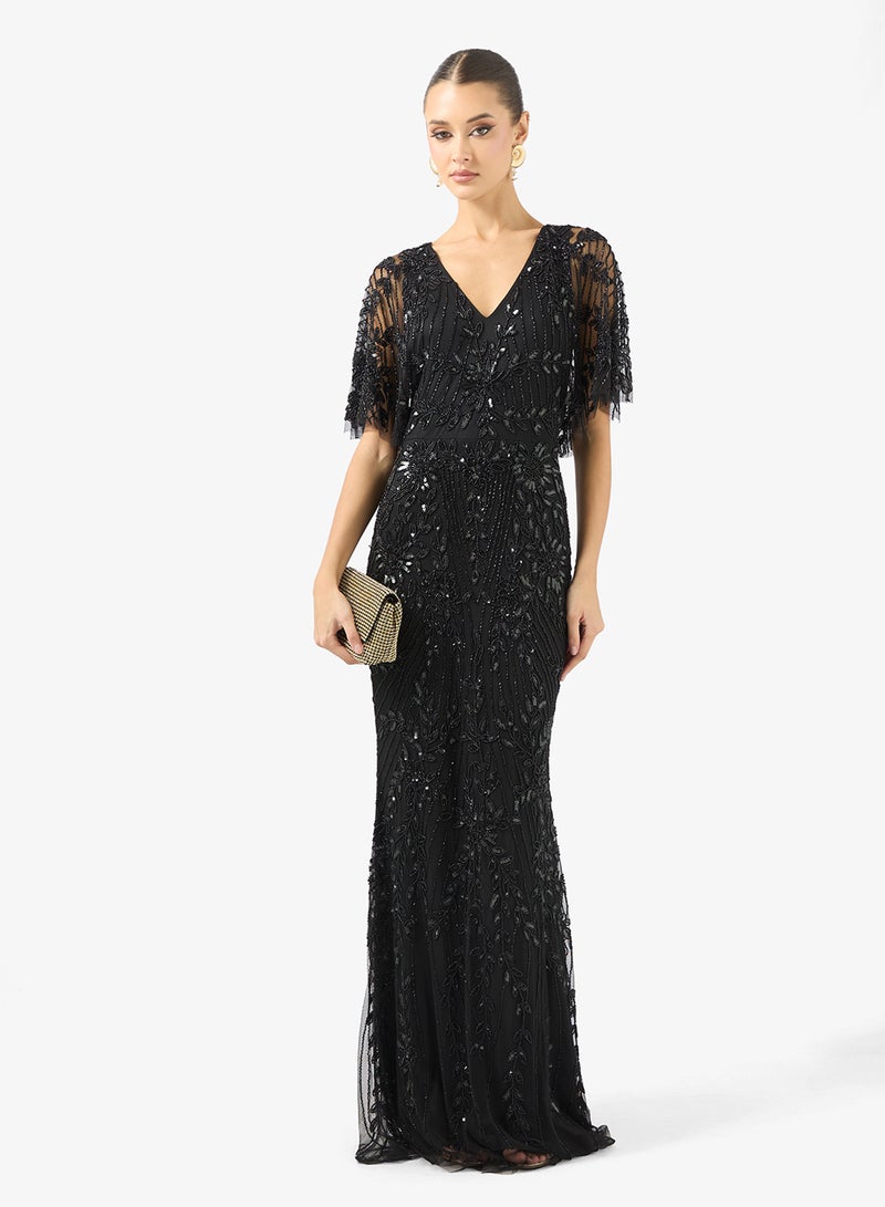 Namshi x Beaded Embellished A Line Gown - Image 4