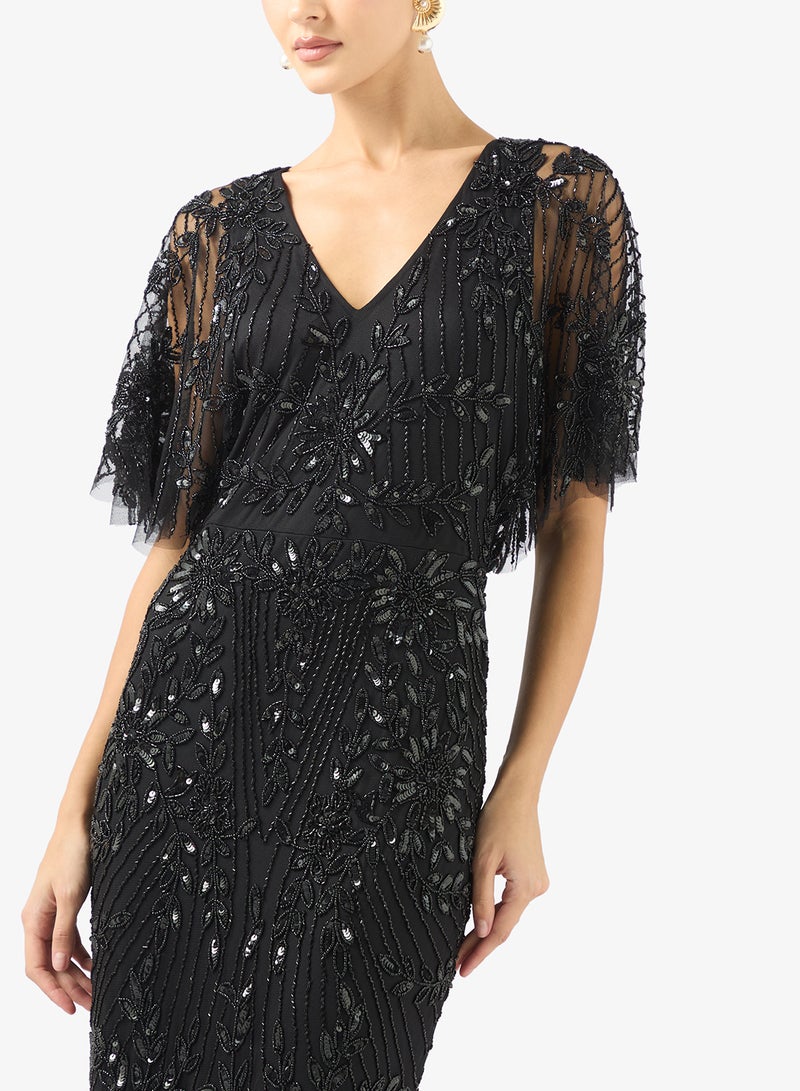 Namshi x Beaded Embellished A Line Gown - Image 3