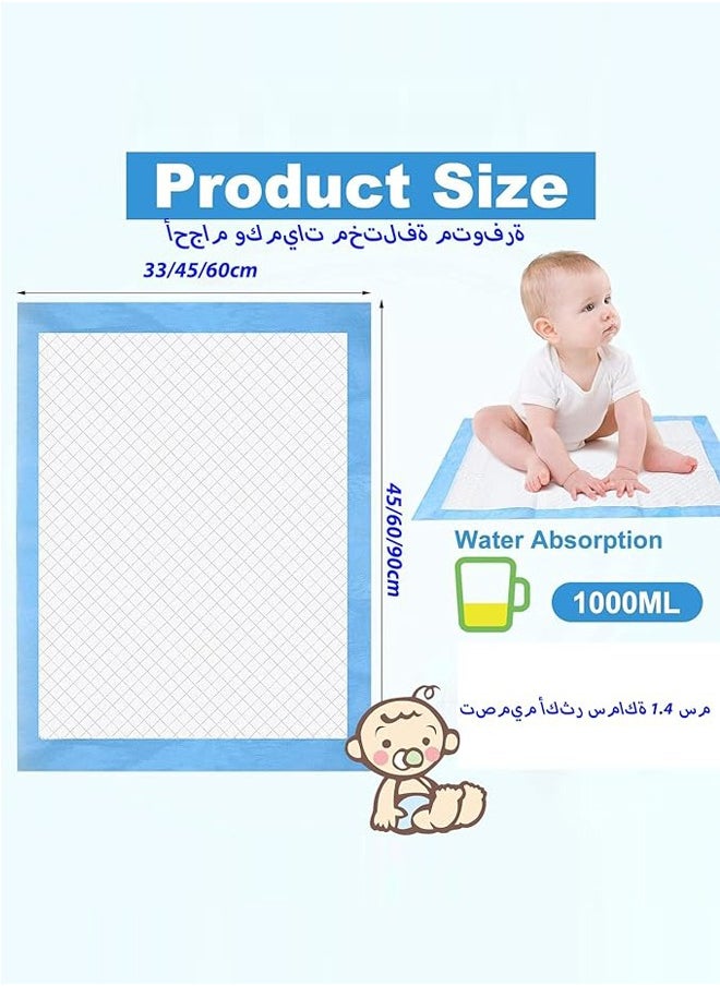 ماركة غير محددة وسادات تغيير الحفاضات مقاس 60 × 60 سم، حفاضات أطفال للاستعمال مرة واحدة، مرتبة محمولة عالية الامتصاص ومقاومة للماء، 5 طبقات حماية وتهوية ومقاومة للماء ومضادة للتسرب والتجفيف السريع (أزرق)  - Image 2