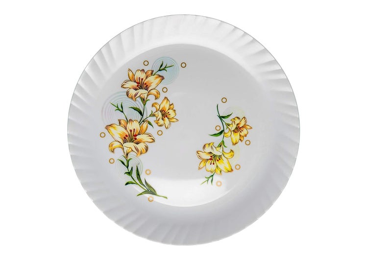 URMILA PLASTIC Unbreakable Plastic Flower Print Round Serving Dinner Plates Full Size Plate for Dining Table Home Kitchen Party Restaurant 12 Inches White Set of 12 - Image 2