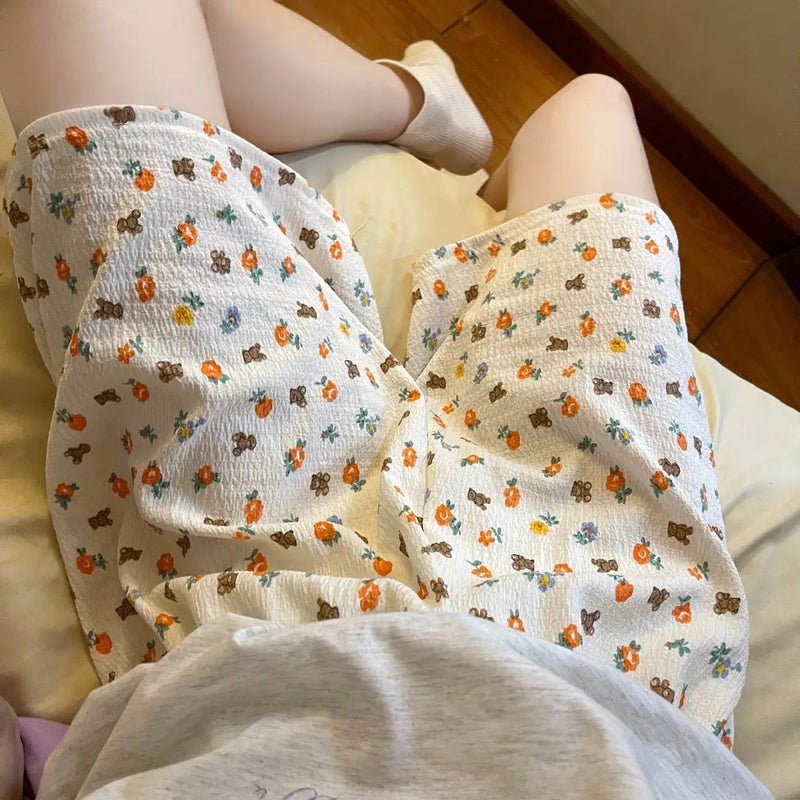 Baby'S Cotton Comfortable Summer Pajama Pants Women'S Sweet Printed Shorts Home Pants Loose Casual Outwear Walking Pants - Image 1