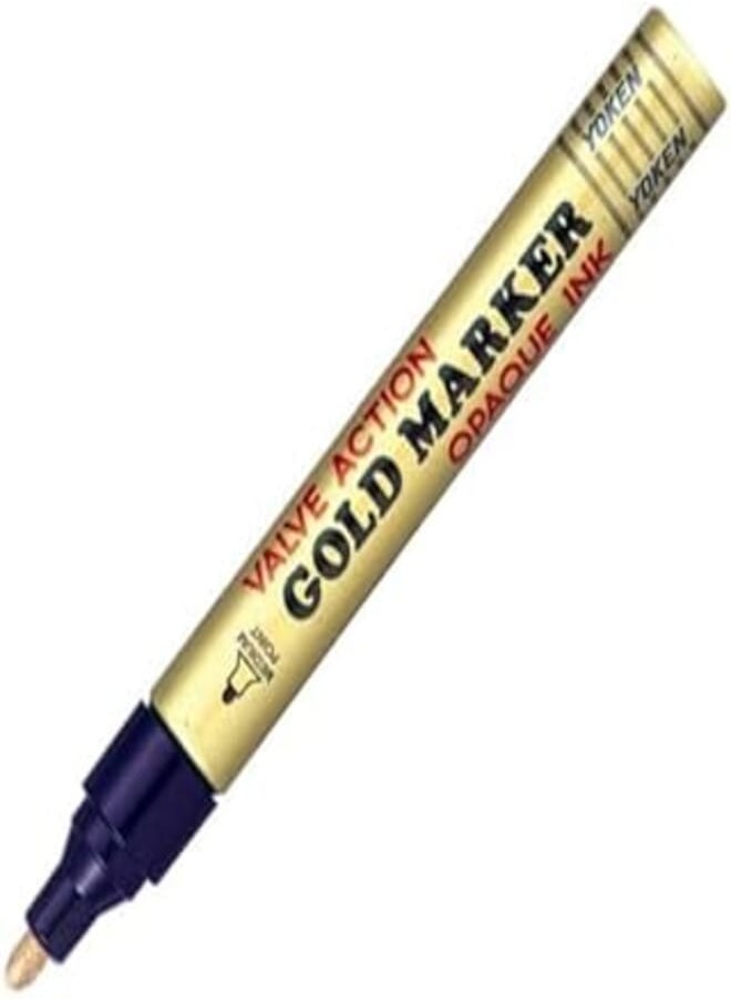 Yoken Yoken Valve Action Opaque Ink Gold Marker, 4.3 mm Tip, Gold 
