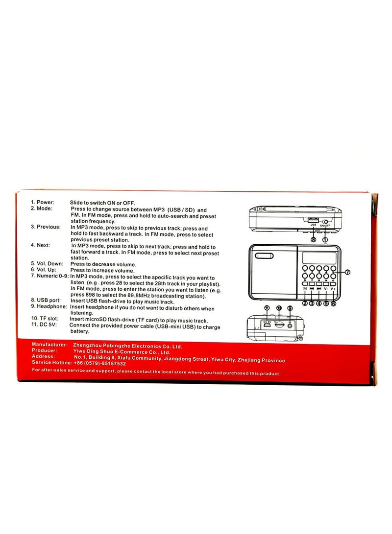 Portable Radio Multifunctional Handheld Digital Radio Support Earphone Hole USB Rechargeable TF Card For Elderly Home Outdoor  - Image 4