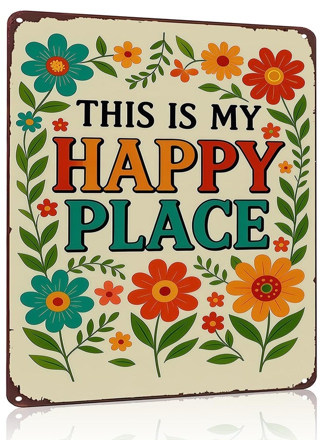 Funnysign Garden Gifts This Is My Happy Place Vintage Tin Sign for Home Garden Greenhouse Patio Yard Decor 8 X 12 Inch(3981) - Image 1
