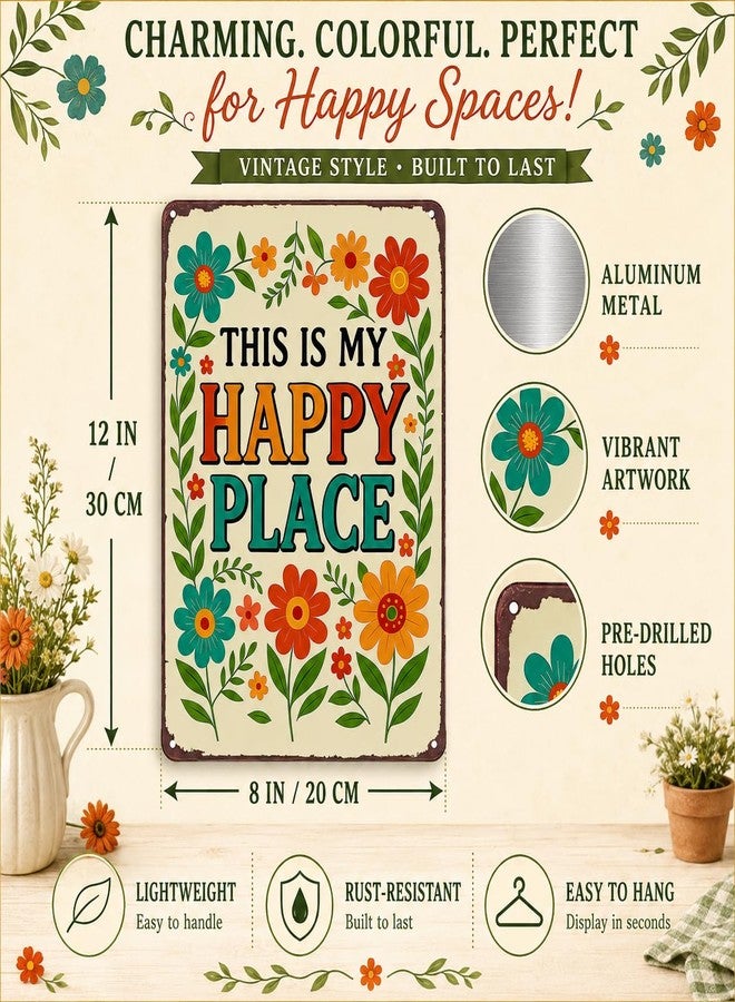 Funnysign Garden Gifts This Is My Happy Place Vintage Tin Sign for Home Garden Greenhouse Patio Yard Decor 8 X 12 Inch(3981) - Image 2