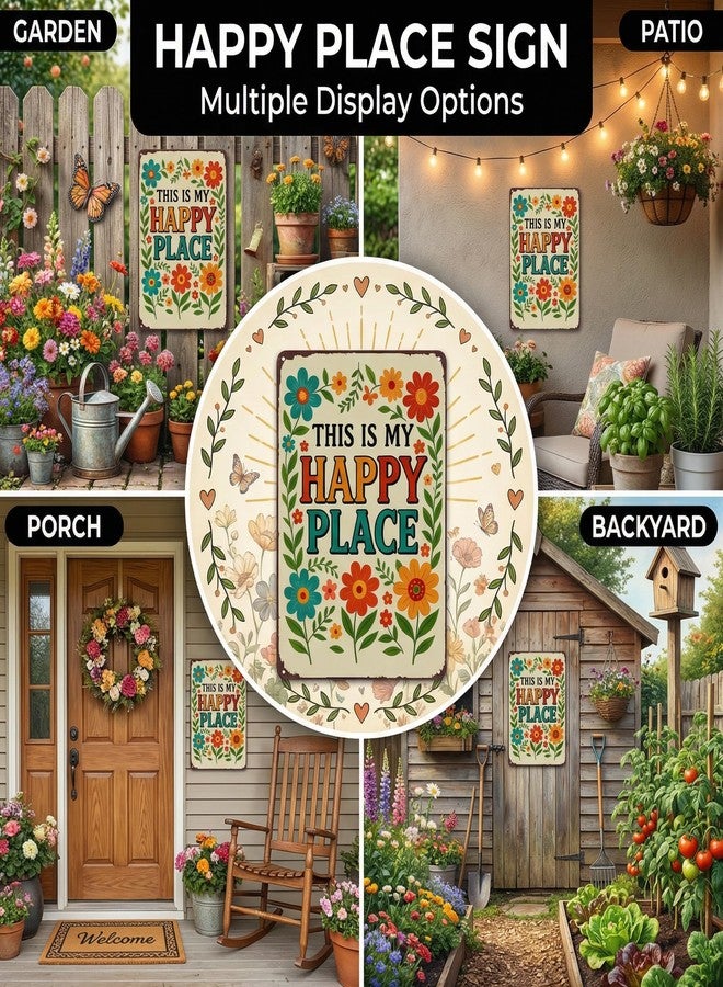 Funnysign Garden Gifts This Is My Happy Place Vintage Tin Sign for Home Garden Greenhouse Patio Yard Decor 8 X 12 Inch(3981) - Image 3