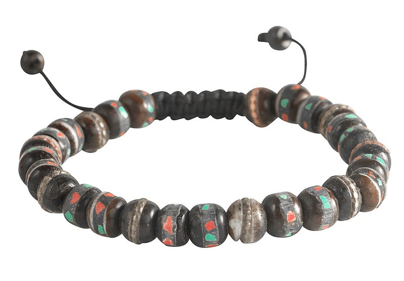 Tribe Azure Fair Trade Tribe Azure Fair Trade Tibetan Embedded Yak Bone Medicine Wrist Mala Bracelet Meditation Healing Prayer Beads (Dark)  - Image 2
