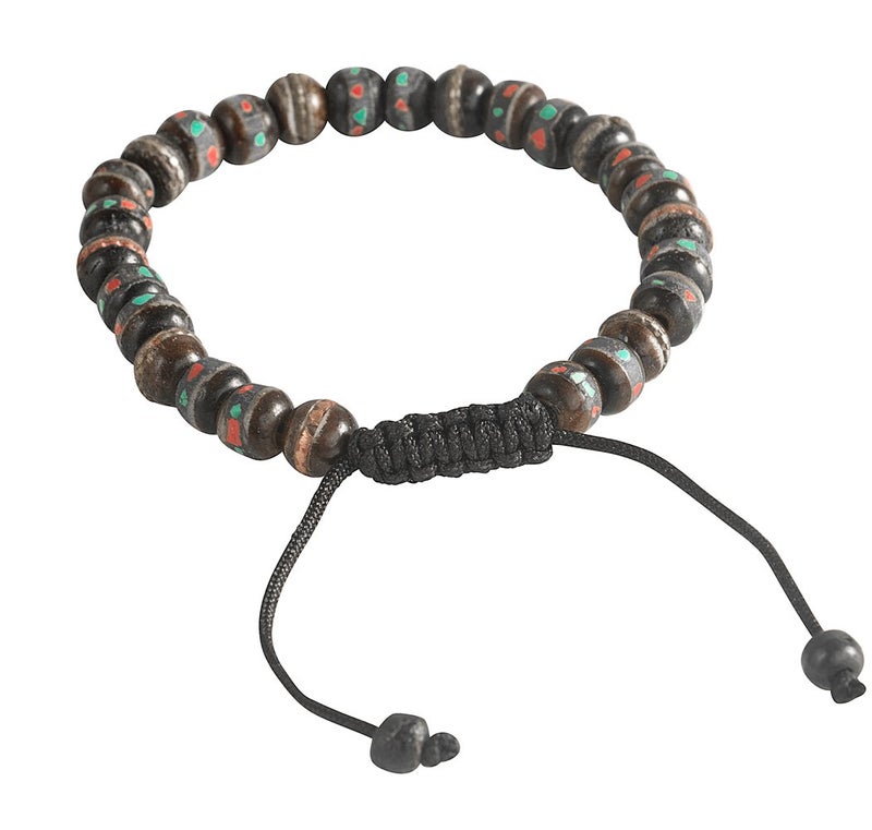 Tribe Azure Fair Trade Tribe Azure Fair Trade Tibetan Embedded Yak Bone Medicine Wrist Mala Bracelet Meditation Healing Prayer Beads (Dark)  - Image 5