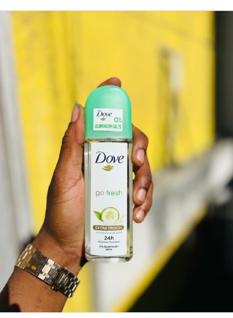 Dove Go Fresh Antiperspirant Deodorant Spray with a cucumber and green tea scent