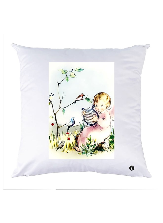 غطاء وسادة مطبوع polyester أبيض 30x30سم