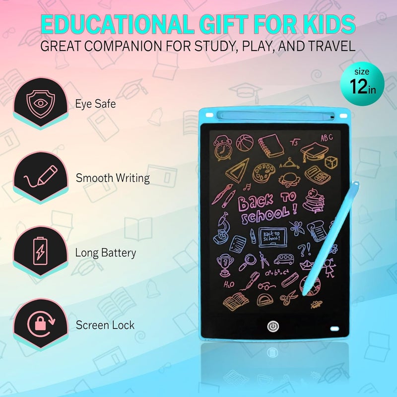 MARKQ Dwaring Pad for Kids – 12 Inch Colorful Drawing | Educational Learning Toys for Boys & Girls Ages 3–6 | Reusable Erasable - Assorted Color - Pack of 10 - Image 2