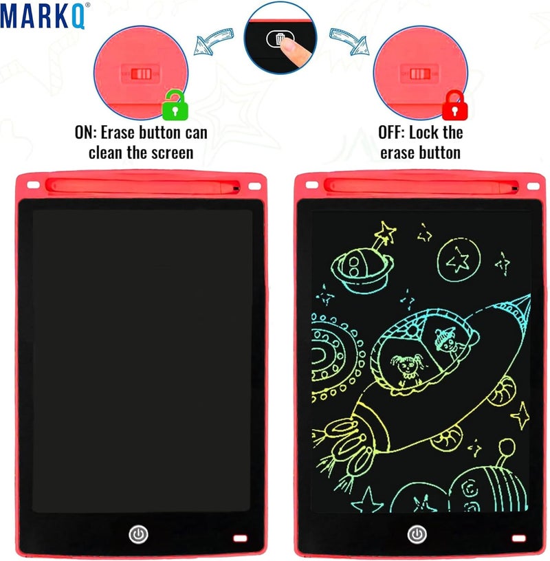 MARKQ Dwaring Pad for Kids – 12 Inch Colorful Drawing | Educational Learning Toys for Boys & Girls Ages 3–6 | Reusable Erasable - Assorted Color - Pack of 10 - Image 5
