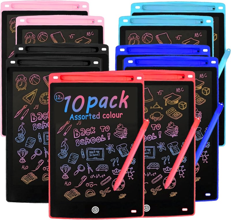 MARKQ Dwaring Pad for Kids – 12 Inch Colorful Drawing | Educational Learning Toys for Boys & Girls Ages 3–6 | Reusable Erasable - Assorted Color - Pack of 10 - Image 1