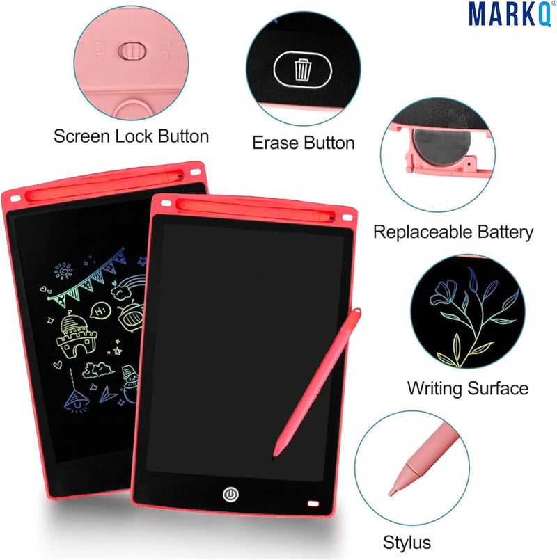 MARKQ Dwaring Pad for Kids – 12 Inch Colorful Drawing | Educational Learning Toys for Boys & Girls Ages 3–6 | Reusable Erasable - Assorted Color - Pack of 10 - Image 4
