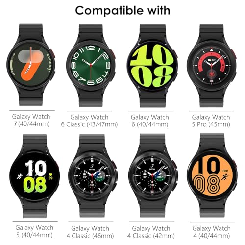 WINGLE Metal Band for Samsung Galaxy Watch 7 6 5 4 Band Galaxy Watch 6 Classic5 Pro4 ClassicFE Bands Men 47mm 43mm 46mm 42mm 45mm 44mm 40mm No Gap Solid Stainless Steel Link Bracelet Black - Image 3