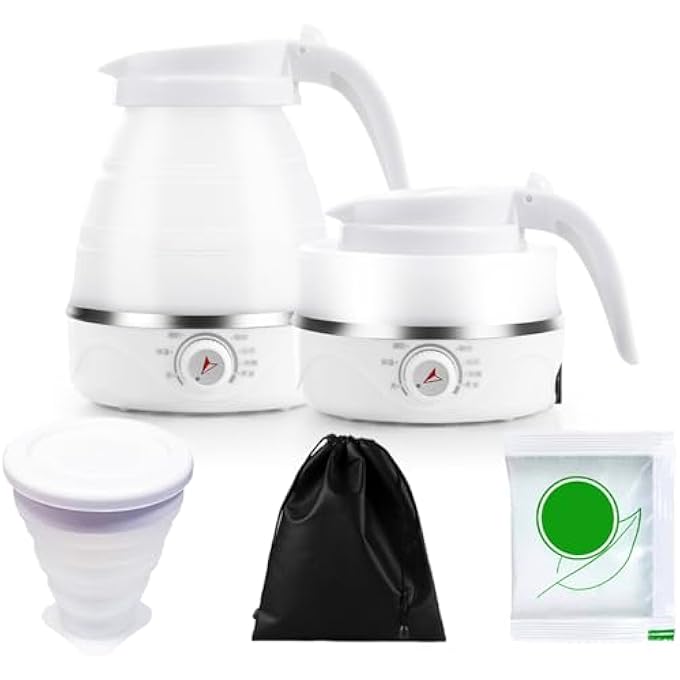 VAOdo Travel Foldable Electric Kettle Electric Kettle With Automatic Heat Preservation Function With Foldable Water Cup*1 Storage Bag*1 Descaler*1 For Hiking Camping Indoors 600Ml - Image 1