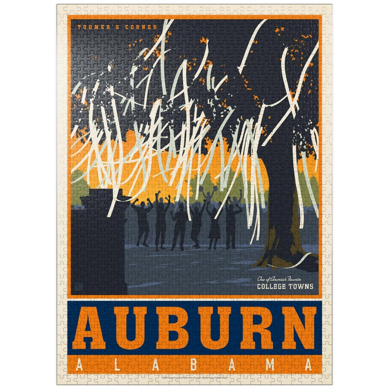 MyPuzzle.com MyPuzzle American College Towns Auburn Alabama Vintage Poster Premium 1000 Piece Jigsaw Puzzle for Adults - Image 3