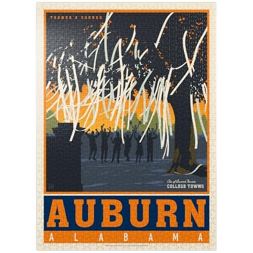 MyPuzzle.com MyPuzzle American College Towns Auburn Alabama Vintage Poster Premium 1000 Piece Jigsaw Puzzle for Adults - Image 1