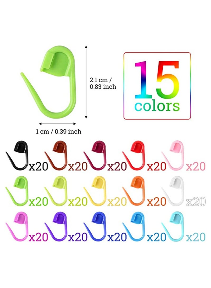 Luckam Colored Knit Markers, 300 Pcs Stitch Needle Clip, Crochet Pins, Bulk Stitch Markers, Needle Clip Counter with Clear Storage Case for DIY Handicraft Place Buckle Marker - Image 3