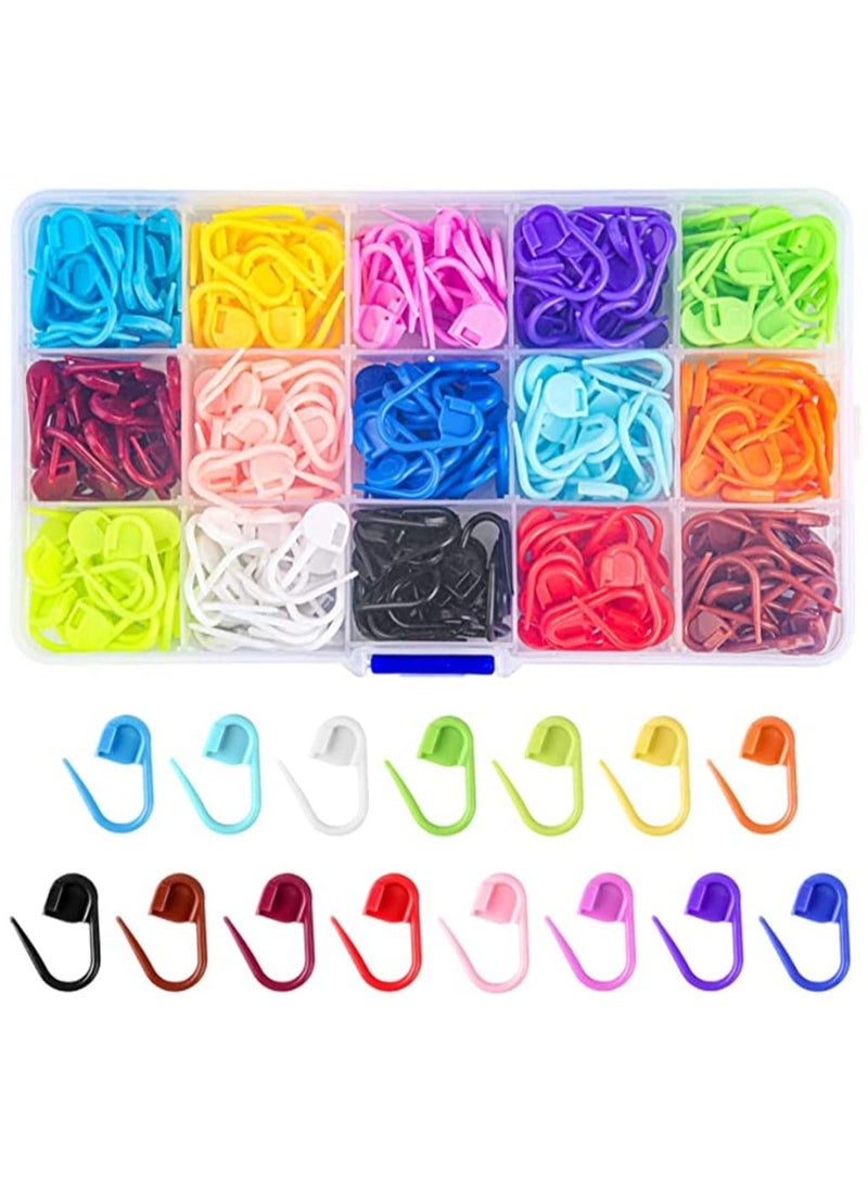 Luckam Colored Knit Markers, 300 Pcs Stitch Needle Clip, Crochet Pins, Bulk Stitch Markers, Needle Clip Counter with Clear Storage Case for DIY Handicraft Place Buckle Marker - Image 1