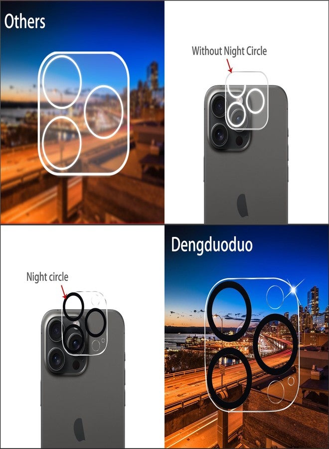 Dengduoduo 【3 Pack Camera Lens Protector for iPhone 16 Pro 6.3 inch and 16 Pro Max 6.9 inch, Tempered Glass, Ultra HD, 9H Hardness, Anti-Scratch, Case Friendly [No Affect on Night Shots] - Image 4