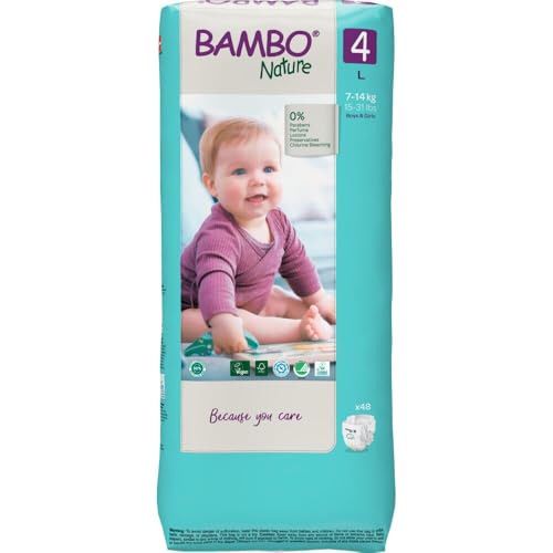 Bambo Nature Hypoallergenic Baby Diapers, Eco-Labeled Diapers, Enhanced Leakage Protection, Totally Chlorine-Free, Skin Friendly, and Super Absorbent - Size 4 (48 Count) - Image 1
