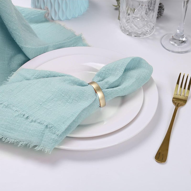 FEKIDO Handmade Cloth Napkins with Fringe Set of 12 100 Cotton NapkinsDelicate166 x 166 Inch Reusable Soft Napkins for DinnerPartyWeddingsChristmasThanksgiving DayHalloweenSage Green - Image 3