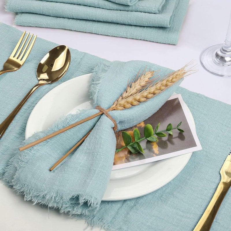 FEKIDO Handmade Cloth Napkins with Fringe Set of 12 100 Cotton NapkinsDelicate166 x 166 Inch Reusable Soft Napkins for DinnerPartyWeddingsChristmasThanksgiving DayHalloweenSage Green - Image 2