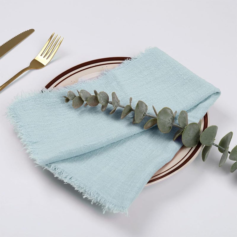 FEKIDO Handmade Cloth Napkins with Fringe Set of 12 100 Cotton NapkinsDelicate166 x 166 Inch Reusable Soft Napkins for DinnerPartyWeddingsChristmasThanksgiving DayHalloweenSage Green - Image 4