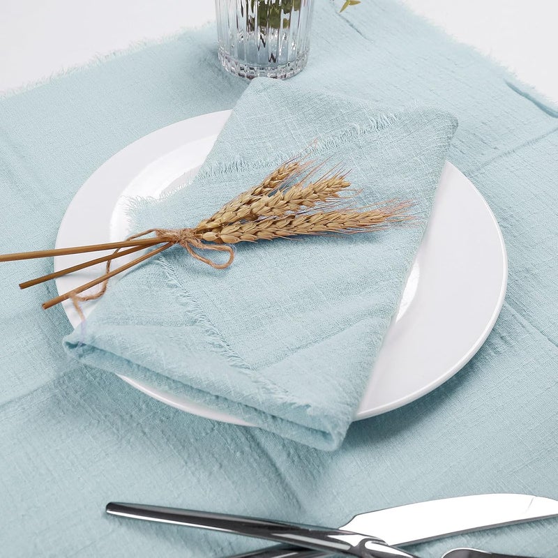FEKIDO Handmade Cloth Napkins with Fringe Set of 12 100 Cotton NapkinsDelicate166 x 166 Inch Reusable Soft Napkins for DinnerPartyWeddingsChristmasThanksgiving DayHalloweenSage Green - Image 5