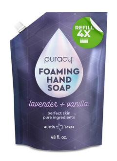 puracy Puracy Foaming Hand Soap Refill - Plant-Powered Natural Hand Soap As Seen on TikTok, Non-Toxic, Sulfate-Free Liquid Soap, Moisturizing Foam Handwash Liquid (Lavender & Vanilla, 48 fl oz) 