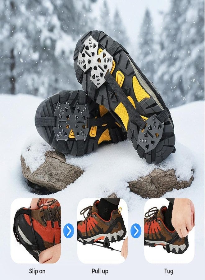 MTRoyaldia 2 Pair Universal Non-Slip Gripper Spikes, Ice Cleats for Shoes and Boots with 24-Tooth Steel Crampons Spikes,Durable Snow Cleats for Winter Hiking Climbing Walking (Medium: Women 5-9 / Men 4-7) - Image 5