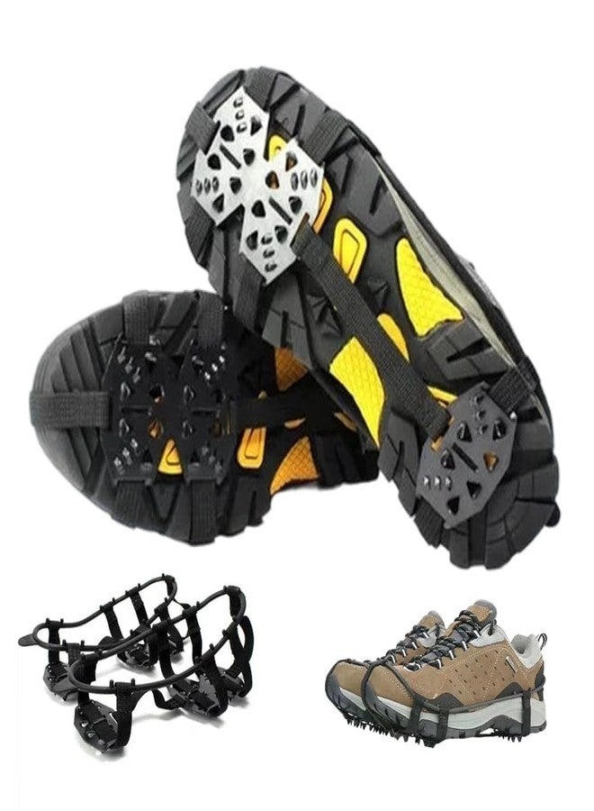 MTRoyaldia 2 Pair Universal Non-Slip Gripper Spikes, Ice Cleats for Shoes and Boots with 24-Tooth Steel Crampons Spikes,Durable Snow Cleats for Winter Hiking Climbing Walking (Medium: Women 5-9 / Men 4-7) - Image 1