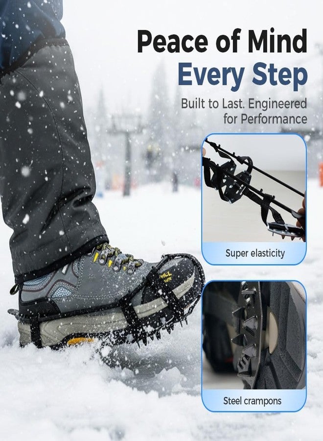 MTRoyaldia 2 Pair Universal Non-Slip Gripper Spikes, Ice Cleats for Shoes and Boots with 24-Tooth Steel Crampons Spikes,Durable Snow Cleats for Winter Hiking Climbing Walking (Medium: Women 5-9 / Men 4-7) - Image 4
