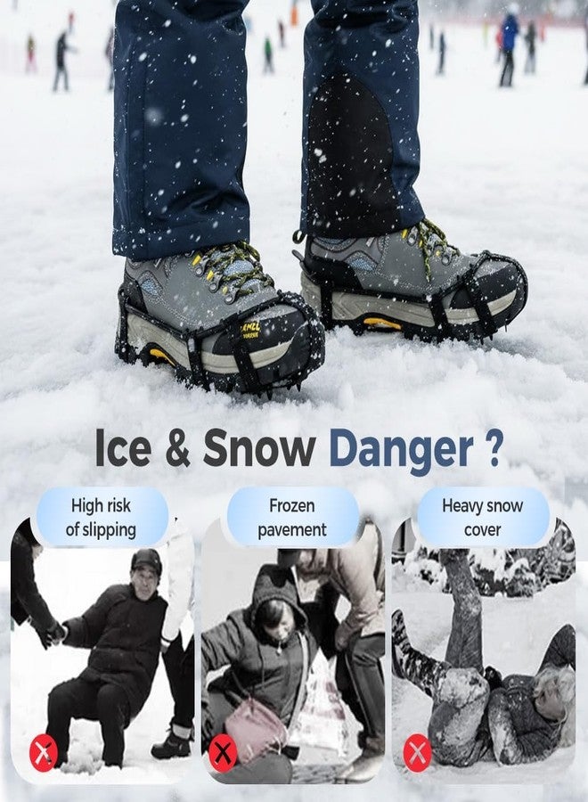 MTRoyaldia 2 Pair Universal Non-Slip Gripper Spikes, Ice Cleats for Shoes and Boots with 24-Tooth Steel Crampons Spikes,Durable Snow Cleats for Winter Hiking Climbing Walking (Medium: Women 5-9 / Men 4-7) - Image 3