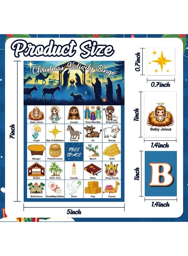 Moon Boat 28Players Christmas Bingo Game Nativity Cards Set for Kids, Adults, Family, Large Group, Xmas Holiday Party - Image 4