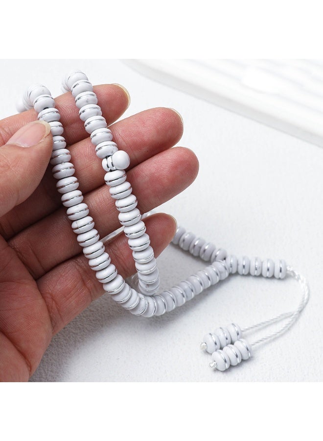 NIBEMINENT 99 Muslim Prayer Beads White/8mm