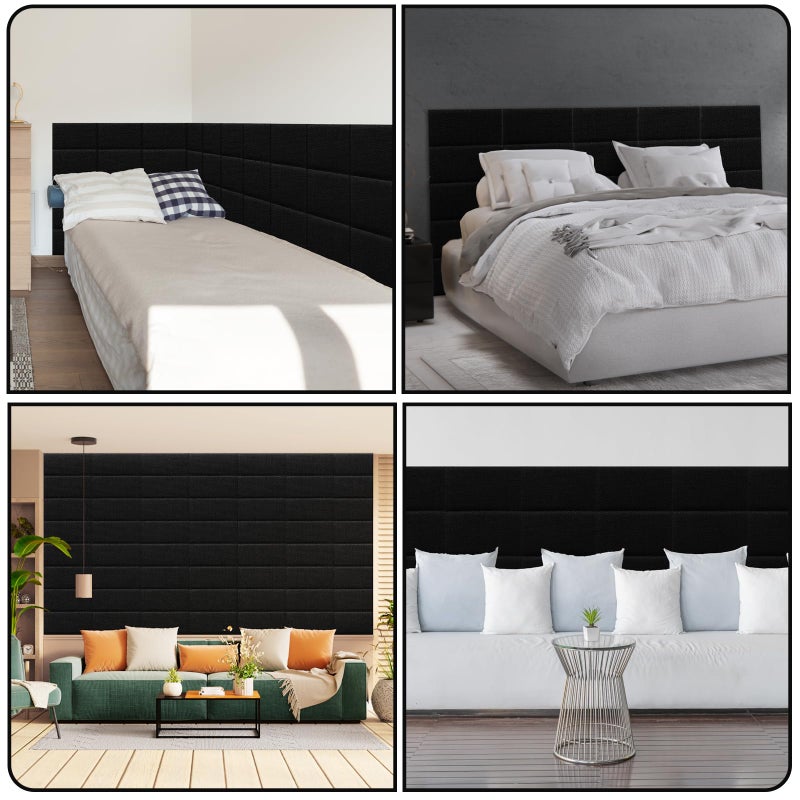 CvoMep 4 Piece Linen Fabric Peel and Stick Headboard, Upholstered Wall Mounted Headboard for Twin, 3D Anti-Collision Soundproof Self-Adhesive Wall Panel for Bedroom 16.53" x 9.84" - Image 5