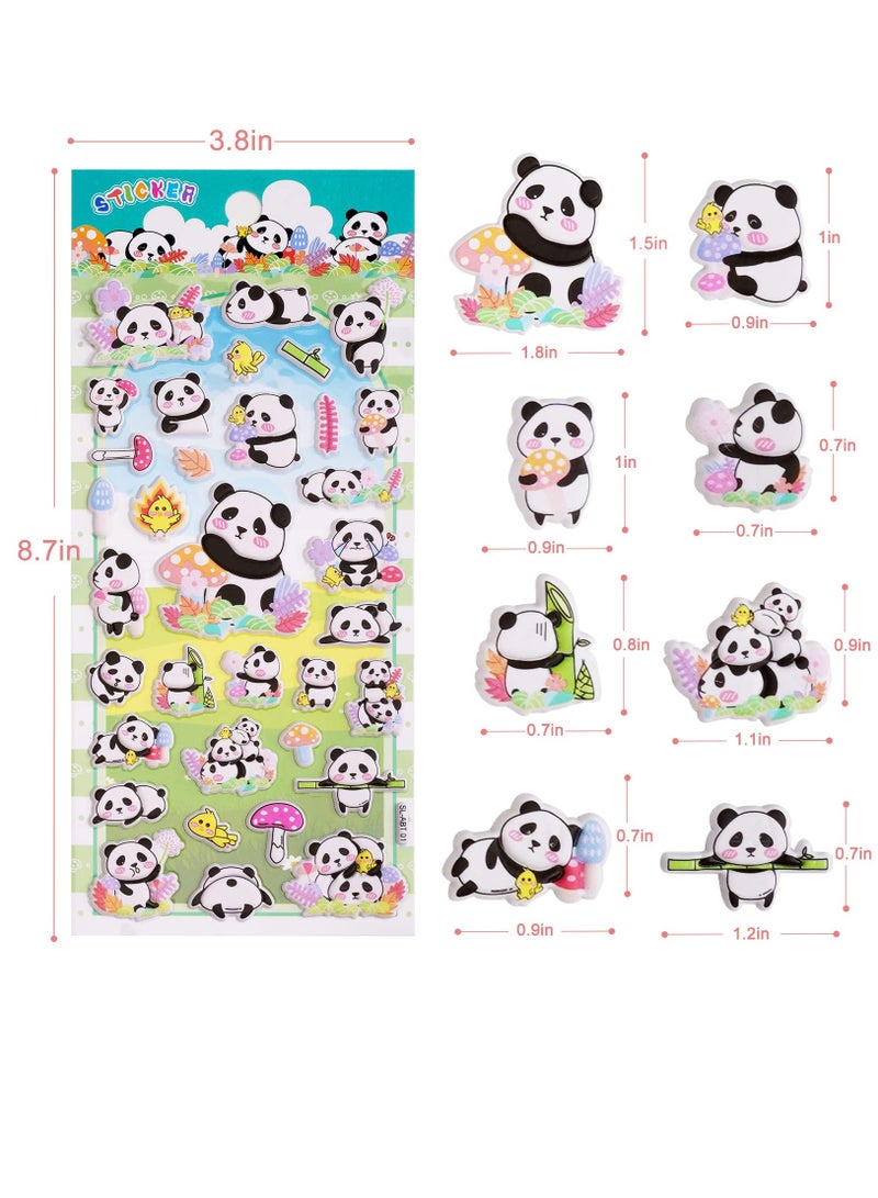 Excefore 3D Puffy Animal Stickers For Kids Toddlers 4-8, 4 Sheets Cute Reusable Foam Stickers For Preschool Girls Boys, Kawaii Bear Cat Panda Stickers Bulk For Party Supplies Potty Training Laptop Phone Case  - Image 2
