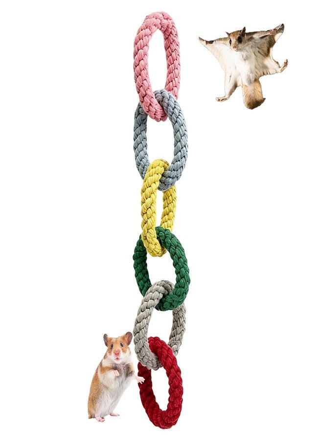 Obantrsz Sugar Glider Toys, Cotton Rope Climbing Rings - Hanging Exercise Toy for Sugar Gliders, Rats, Squirrels, Birds & Small Pets, Cage Accessories for Small Animal Enrichment - Image 1