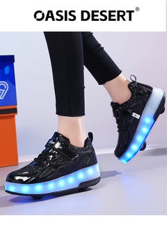 صحراء الواحة حذاء تزلج رياضي بضوء فلاش LED عصري لامع مع عجلات ونعل لايتنينج  - Image 3