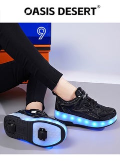 صحراء الواحة حذاء تزلج رياضي بضوء فلاش LED عصري لامع مع عجلات ونعل لايتنينج  - Image 4