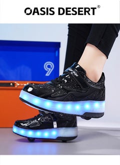 صحراء الواحة حذاء تزلج رياضي بضوء فلاش LED عصري لامع مع عجلات ونعل لايتنينج  - Image 5
