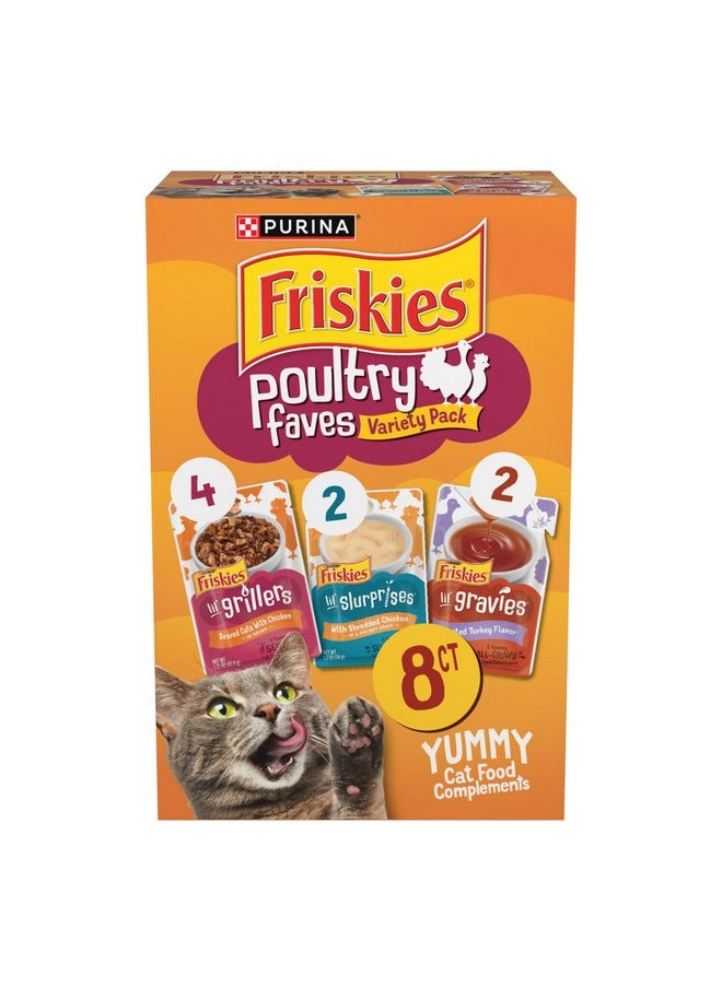 فريسكس مجموعة متنوعة من أطعمة القطط من Purina Friskies Poultry Faves Lickable Gravy - 8 قطع (عبوة من قطعة واحدة)  - Image 1