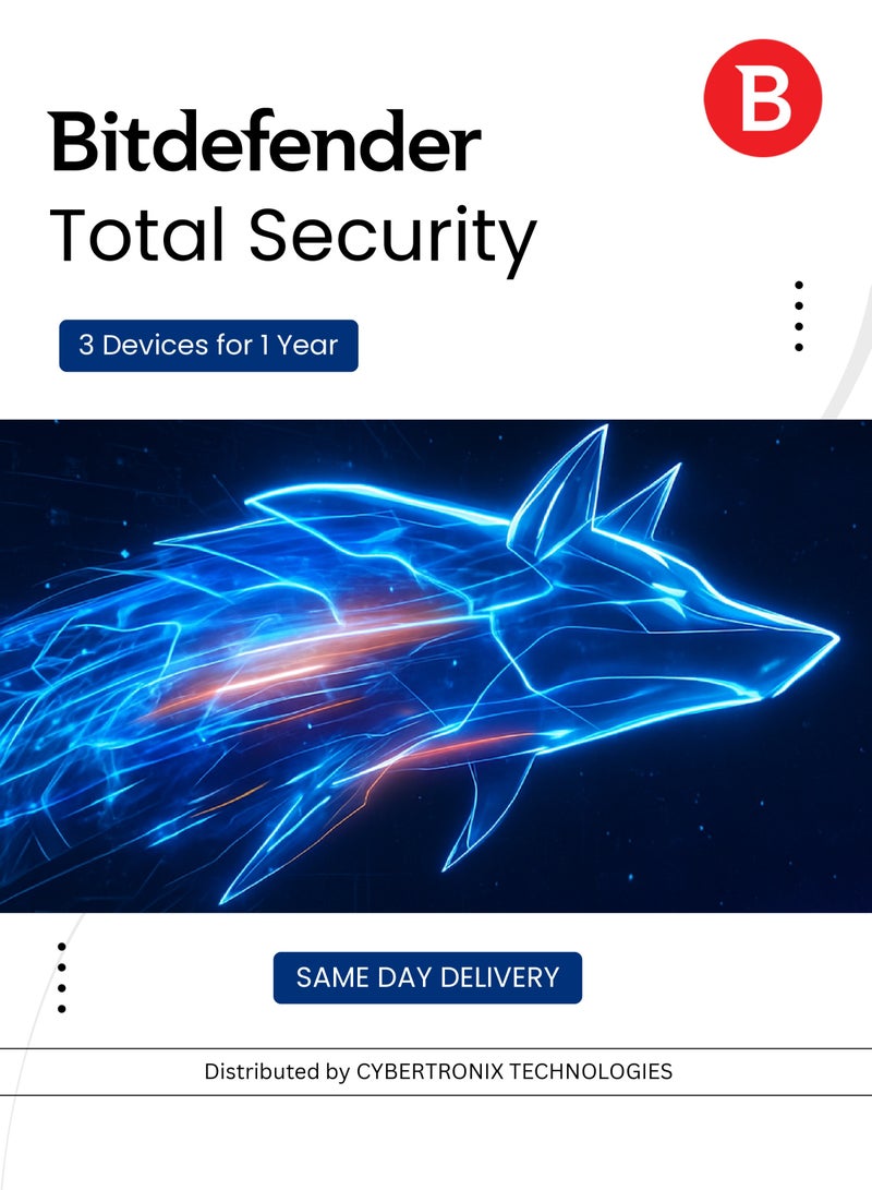 Bitdefender Total Security | 3 Devices for 1 Year | Digital License | SAME DAY DELIVERY