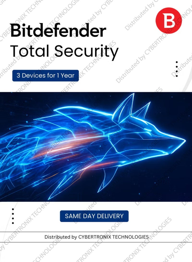 Bitdefender Total Security | 3 Devices for 1 Year | Digital License | SAME DAY DELIVERY