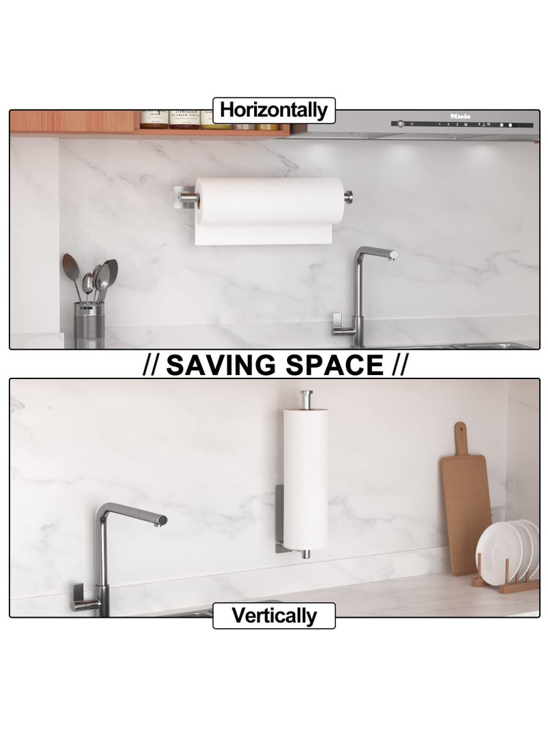Excefore Paper Towel Holder, Self-Adhesive or Drilling, Brushed Nickel Wall Mounted Paper Towel Rack for Kitchen, SUS304 Stainless Steel Kitchen Roll Holder Under Cabinet - Image 3