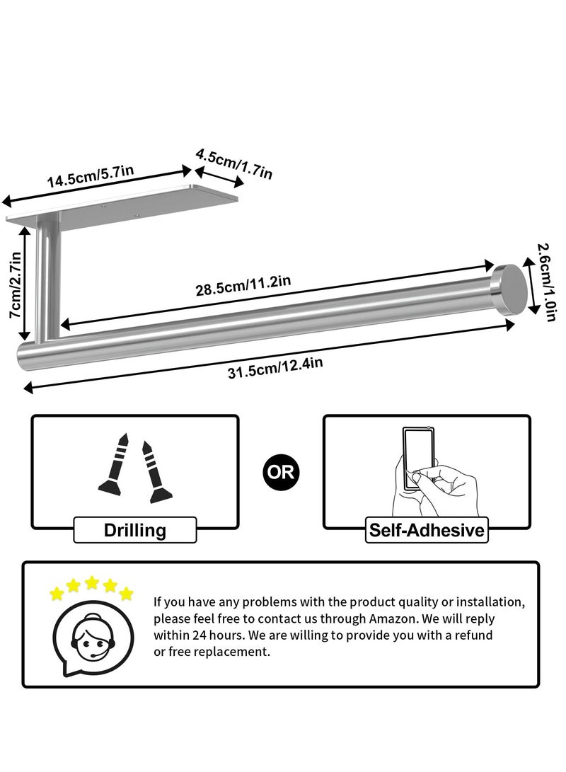 Excefore Paper Towel Holder, Self-Adhesive or Drilling, Brushed Nickel Wall Mounted Paper Towel Rack for Kitchen, SUS304 Stainless Steel Kitchen Roll Holder Under Cabinet - Image 5