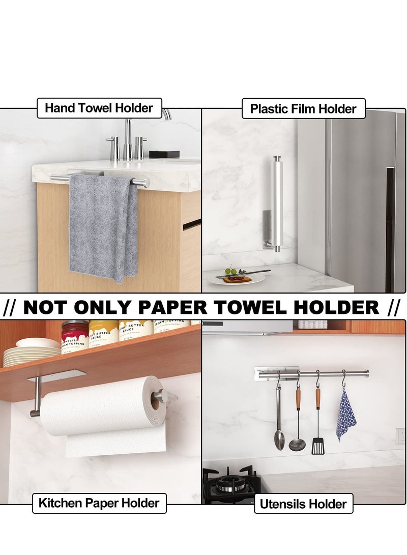 Excefore Paper Towel Holder, Self-Adhesive or Drilling, Brushed Nickel Wall Mounted Paper Towel Rack for Kitchen, SUS304 Stainless Steel Kitchen Roll Holder Under Cabinet - Image 4