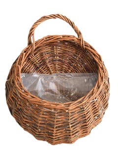Mordely Rattan Planter, Wall Hanging Planter, Rattan Basket, Garden Pots, Wall Mount Vase for Vine Plants, Brown Color, 20x23cm  - Image 1